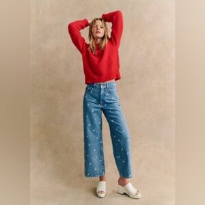 Women’s Sezane Otto Jumper Sweater in Deep Red Size L MSRP: $145